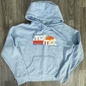 Marmot Logo Hoodie Light Blue Pullover Sweatshirt Outdoor Casual Medium
